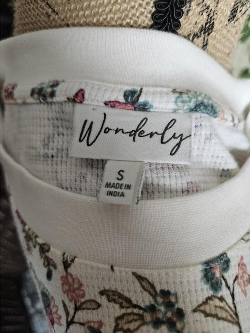 Wonderly Floral Waffle Knit Thermal Top Small Cottagecore Fairycore Long Sleeve - Picture 5 of 5